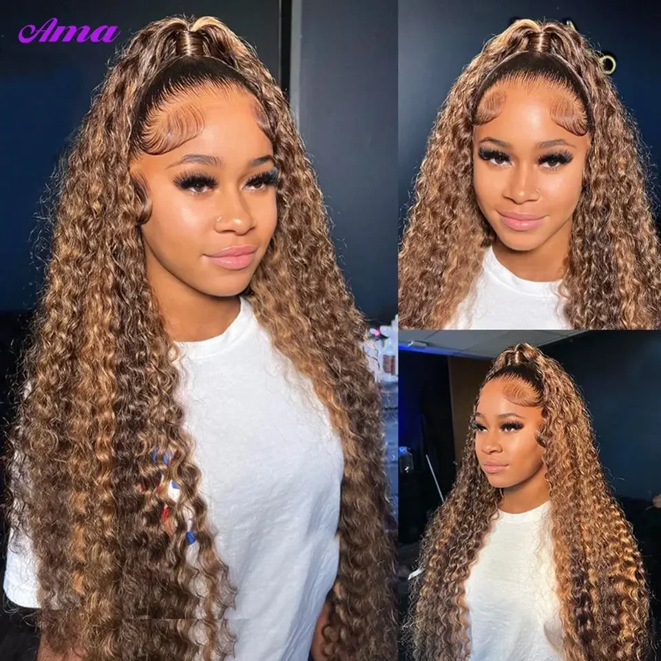 4 27 Highlight Bulk Human Hair For Braiding Honey Blonde Deep Wave Human Hair Bundles No Weft Bundles For Women Hair Extensions