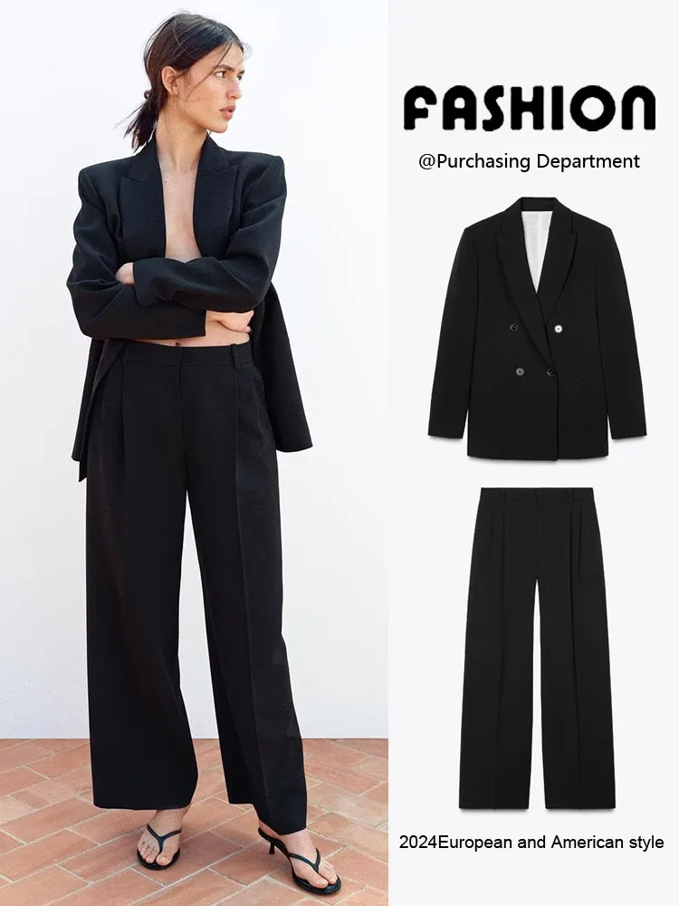 

Spring New Arrival Women's Casual Pants Suit 225844 800 Jaet 229844 800 Faionable Two-Piece Set Long Sve Button-Up