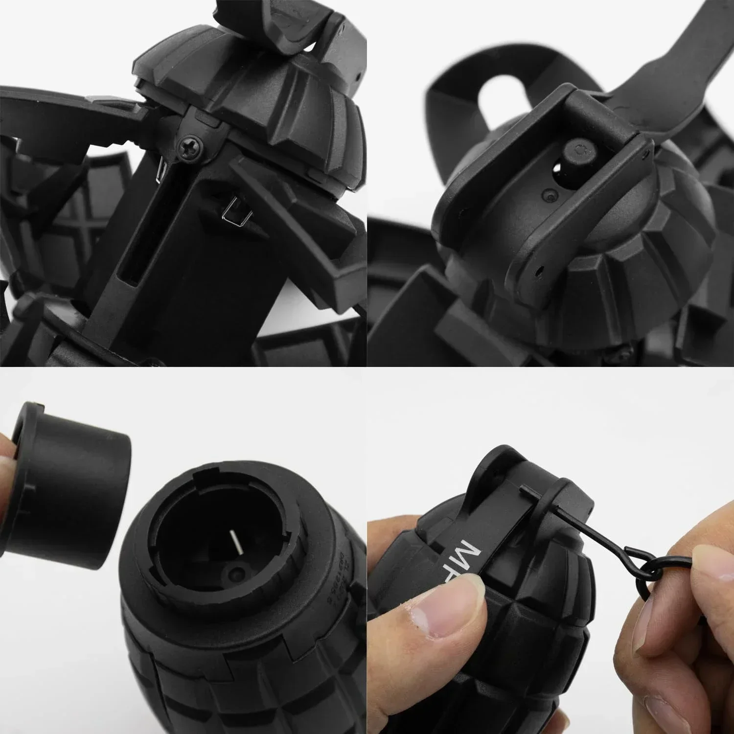 K2PCS MF-36 Granate a mano Giocattolo di plastica Riutilizzabile Modello di granate a percussione alimentate a molla per Airsoft Paintball CS Gioco di ruolo Prop