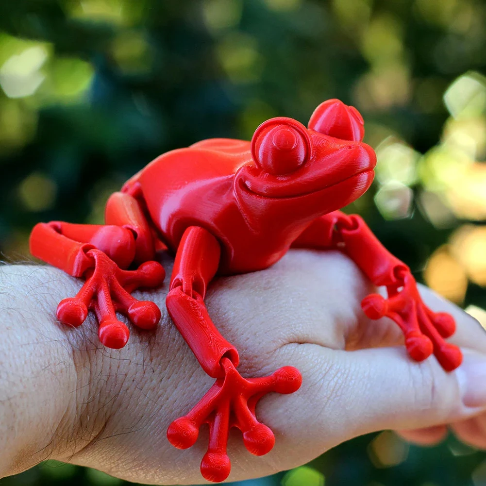 3D Printed Articulated Frog Model Plastic Articulated Frog Ornament Creative Artificial Frog Sculpture Home Office Decor