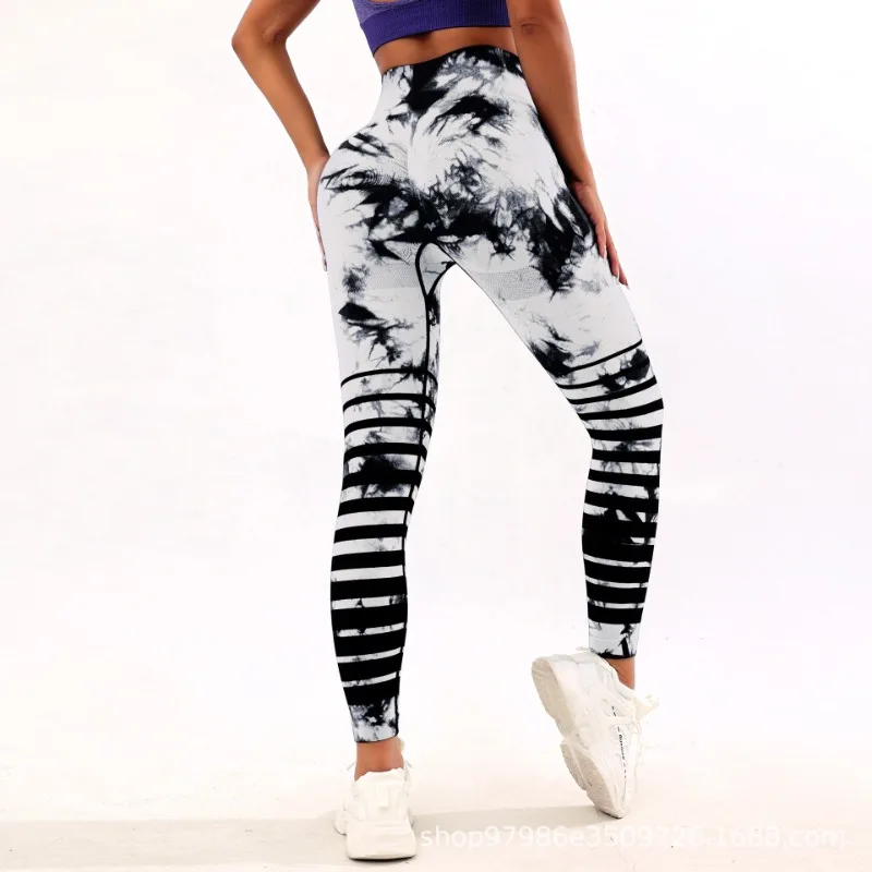 

Seamless Yoga Pants Female Cross border Tie Dyed High Waist leggings push up Fitness Pants Female Tight Running Sports Pants