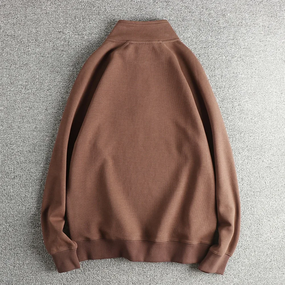 سويت شيرت رجالي ثقيل ورفيع ومريح بياقة نصف مفتوحة لخريف وشتاء، بلوفر متعدد الاستخدامات بأكمام طويلة #4