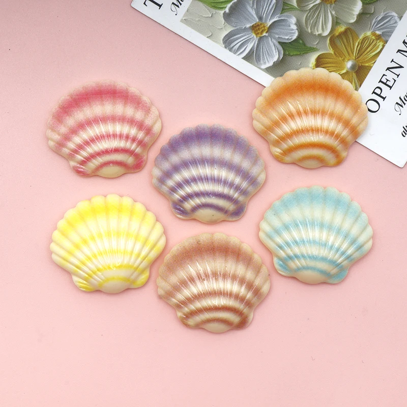 10/100pcs Resin Colorful Flower Shell Flat Back Cabochon Stone Scrapbooking Home Crafts DIY Dollhouse Jewelry Making Accessories