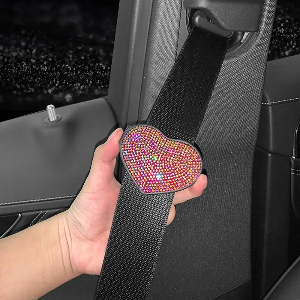 Rhinestone Car Seat Belt Limiter New Seat Belt Decoration Diamond-encrusted Anti-slip Snap Elastic Adjuster Fixed Car