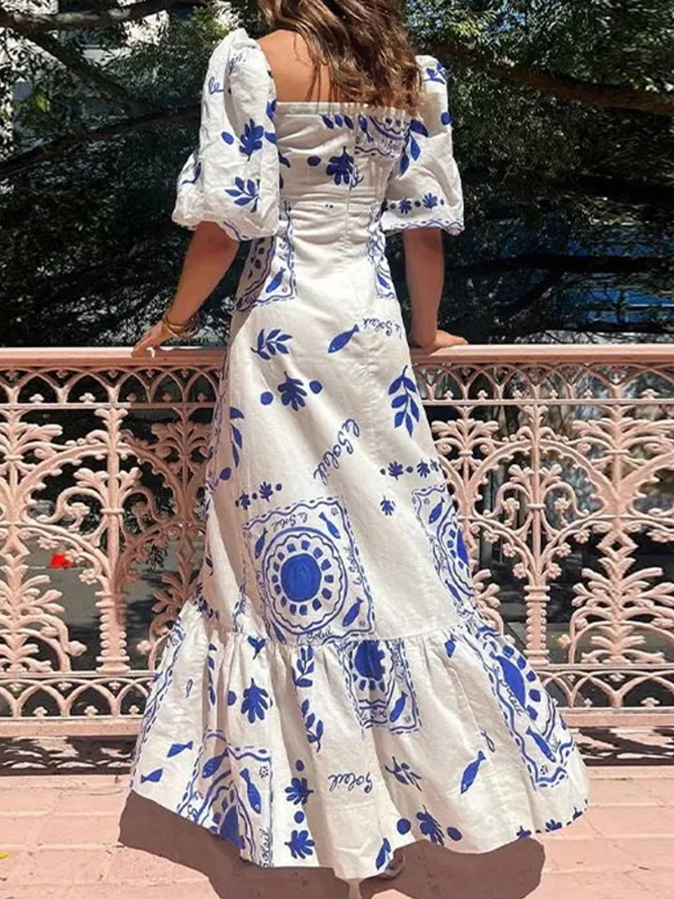 Stampa floreale Slim Fit Dr One oulder Lantern Sve Cross-Border New Sle Ele Poliestere Donna Dr Or Sve