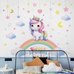 kid room decoration 3d unicorn wall sticker self adhesive baby nursery unicorn horse wall decal mural