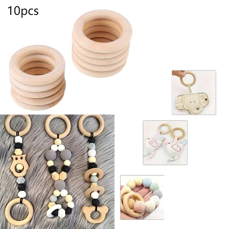 10 Stück DIY Holzringe Bastelzubehör Holzbearbeitungsringe für Handwerk Holzringe Kreise Makramee-Zubehör Rundformen