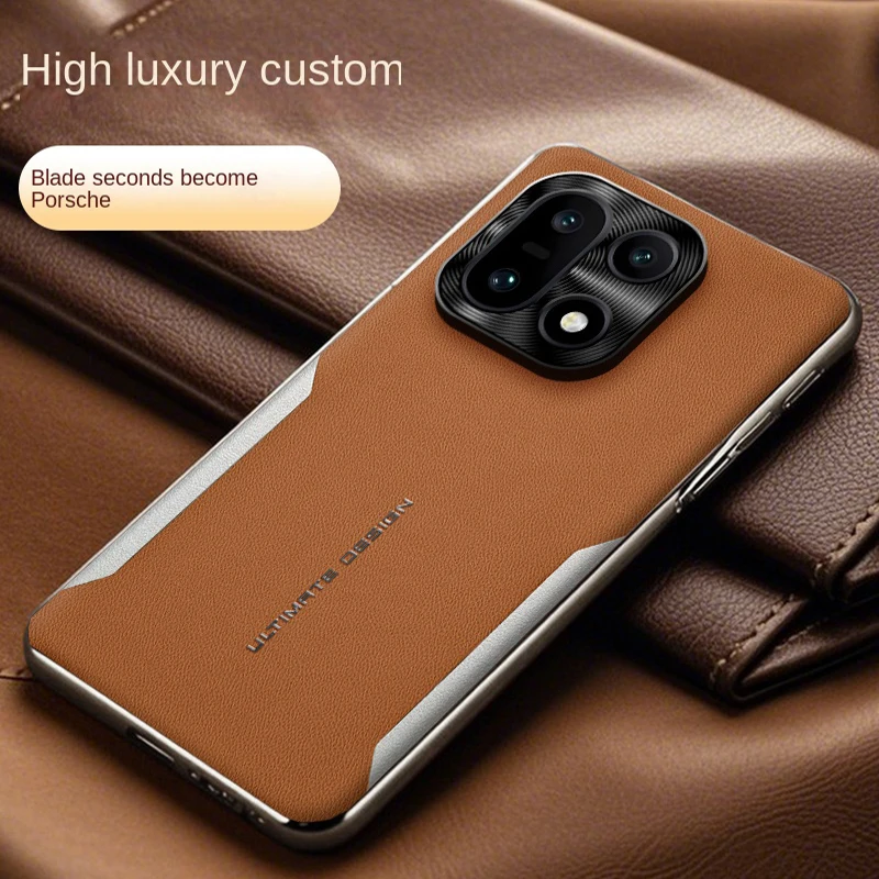 For OnePlus 15   Electroplating Plain Leather Color-blocked Soft Edge All-Inclusive Shockproof Phone Case