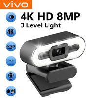 VIVO Portable Full HD 1080P 2K 4K Webcam PC Laptop Auto Focus Webcam Streaming Flexible with Microphone Live Broadcast Light