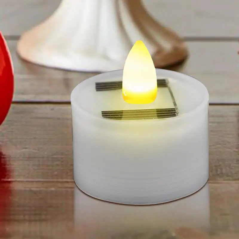 Luz de vela de energía Solar, velas LED de energía Solar, lámpara de luces de té LED solares electrónicas sin llama para fiesta, jardín y hogar
