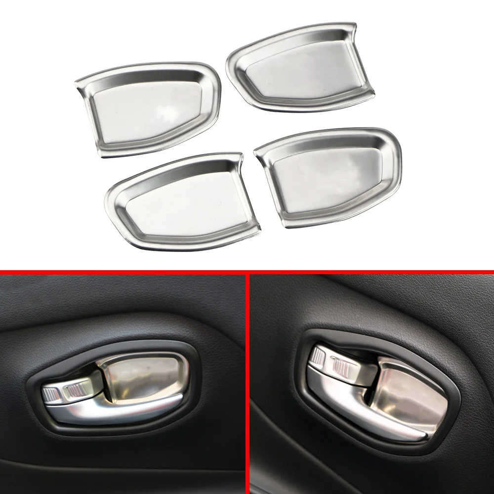 4Pcs/Set Stainless Steel Inner Door Bowl Protection Sequins Cover for Jeep Renegade 2015 - 2023 Accessories