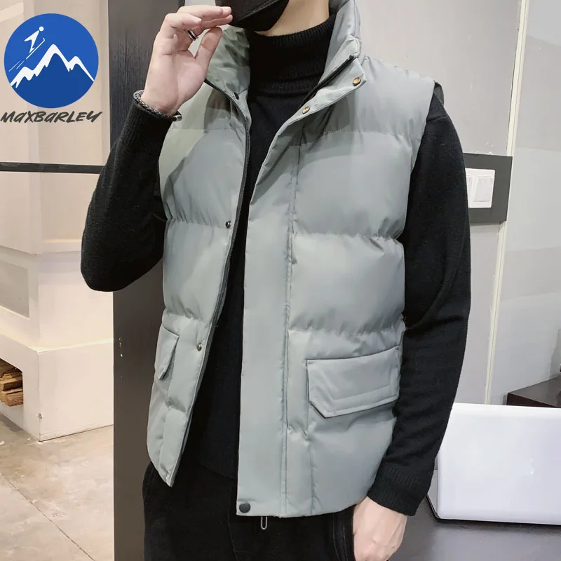 Winter Brand Warm Vest Men High-quality Korean Style Windproof Padded Jacket Self-cultivation Stand Collar Sleeveless Waistcoat