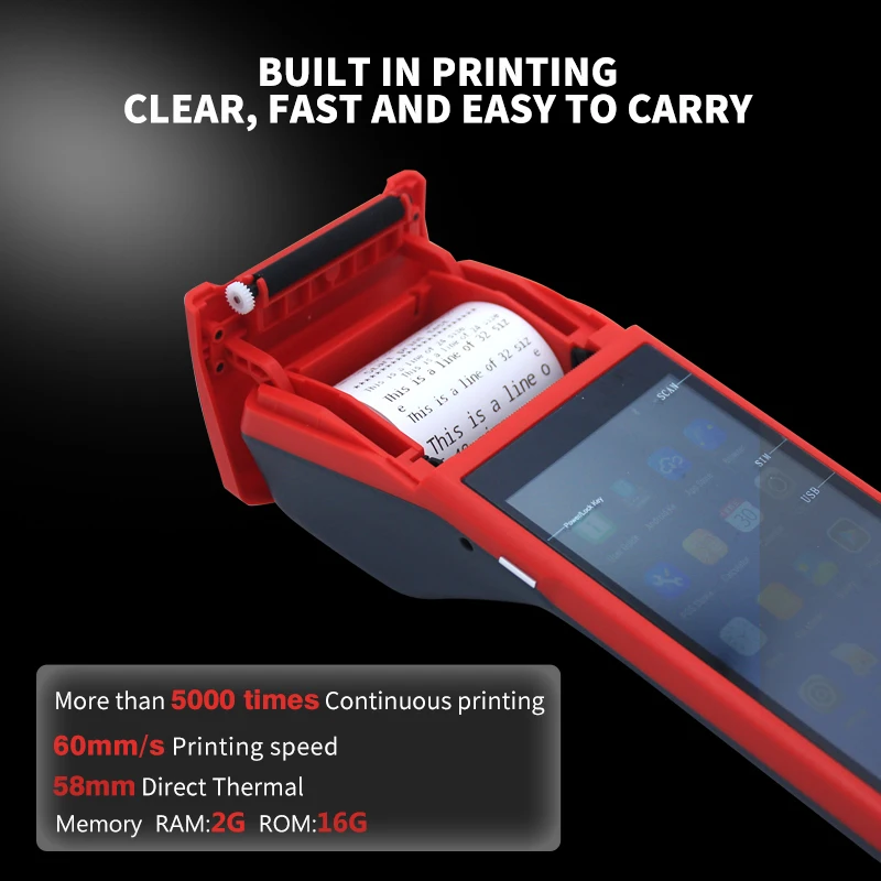 Terminal de point de vente thermique Android 8.1, imprimante de reçus intégrée 58mm, compatible avec Loyverse, application de point de vente, mini point de vente