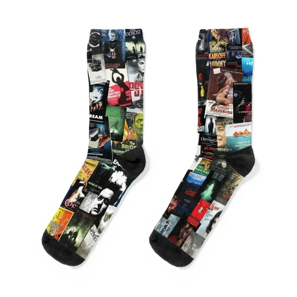 

100 Best Horror Movies of All Time Collage Socks valentine gift ideas basketball christmas gift tennis Socks Man Women's