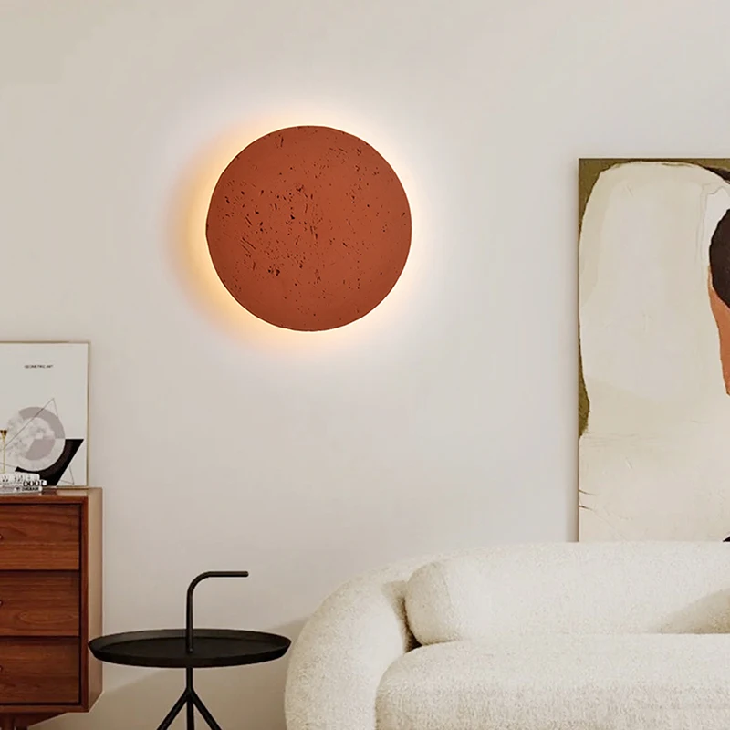 New Creative Personalized Wall Lamp Living Room Retro Restaurant Hotel Corridor Circular Led Lamp Limestone Decorative Lighting