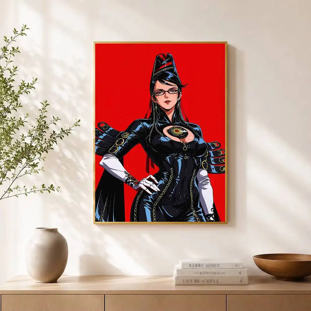Game B-Bayonetta  Poster Waterproof Wall Art Sticker For Bar Living Room Vintage Decor High Quality Print Gift