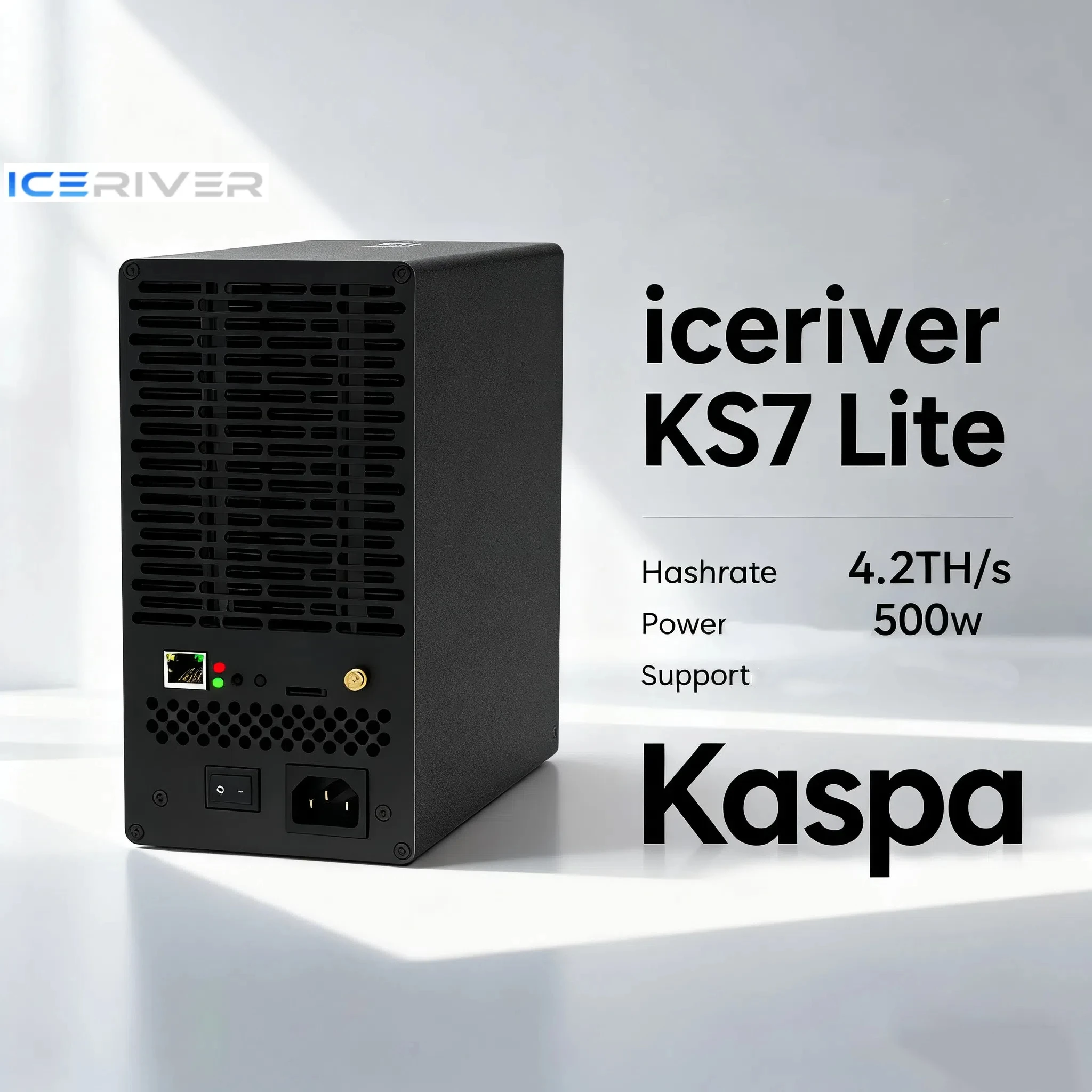 

ICERIVER KAS KS7 LITE 4.2T 500w Power Consumption Zero Noisy with all in one Power Supply KS7 Lite iceriver KS7