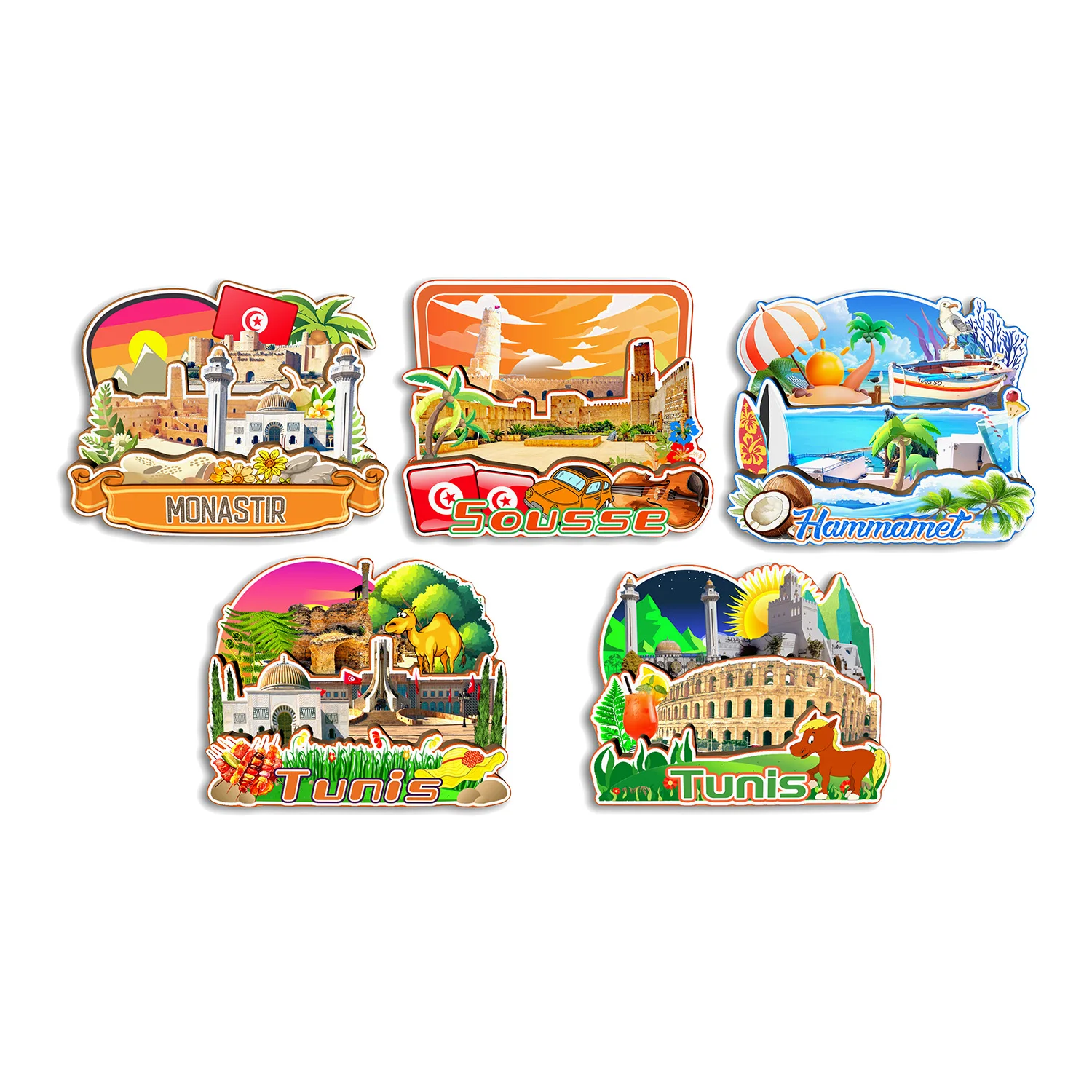 Tunis Hammamet Sousse Monastir Tunisia Fridge Magnet Travel Souvenir Gift Handmade