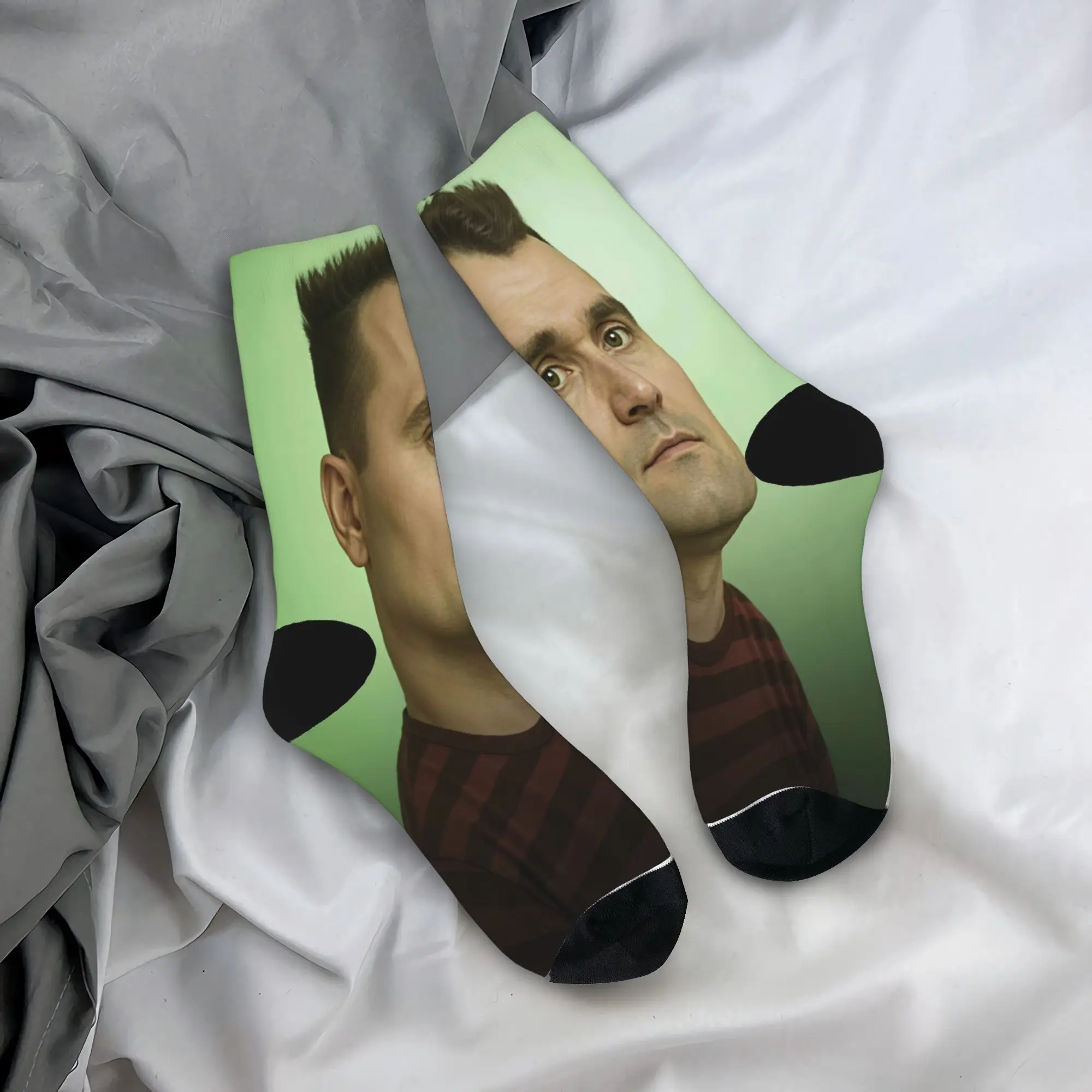 Men's Socks Charlie Kirk Portrait Vintage Meme  Stockings Autumn Funny Quality Socks Pattern Cycling Anti Slip Socks