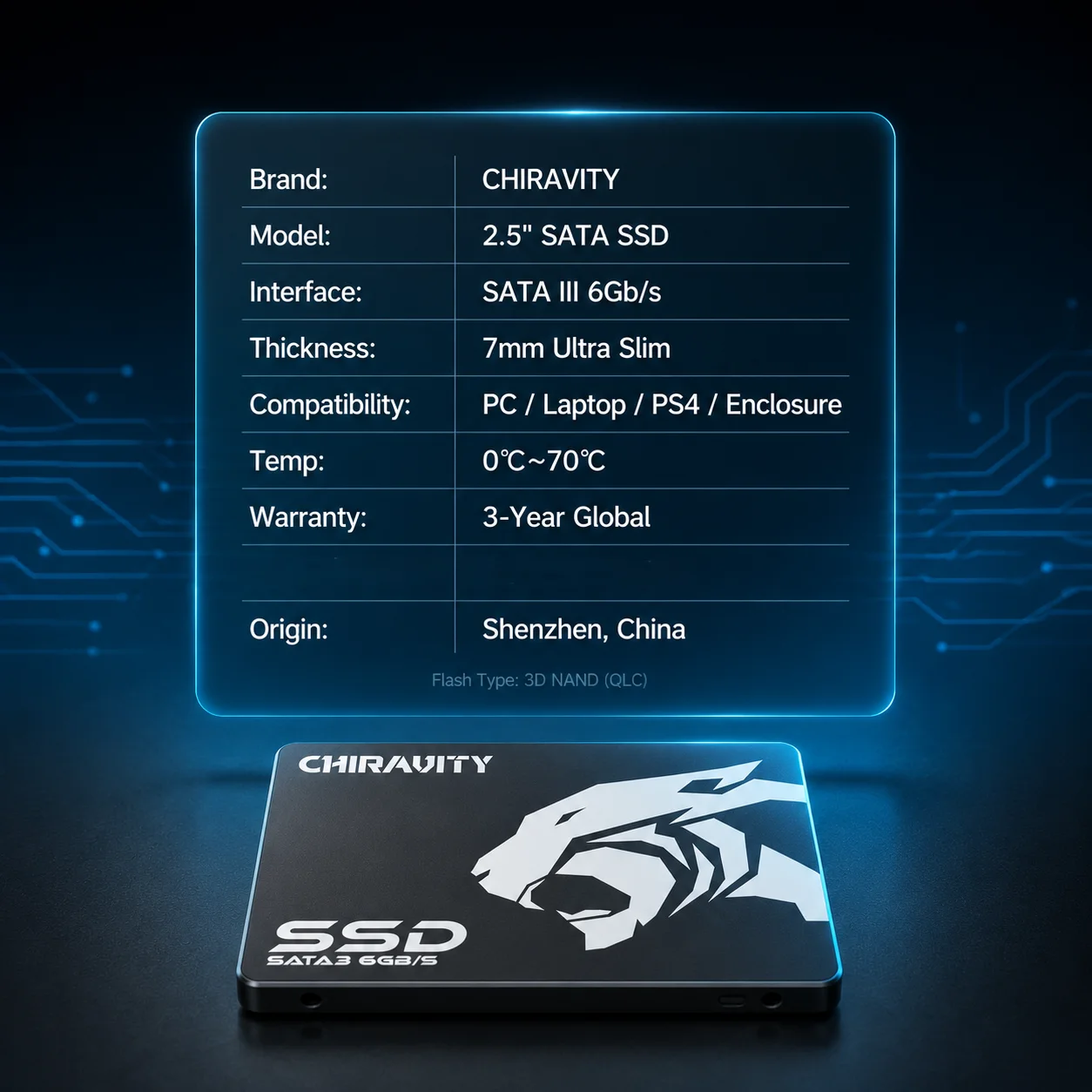 CHIRAVITY 2.5 Inch SATA3 SSD Upgrade 512GB 256GB 128GB Internal Solid State Drive for Desktop And Laptop view 3