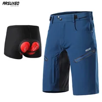 ARSUXEO-pantalones cortos de ciclismo para hombre, Shorts acolchados para deportes al aire libre, MTB, descenso, bicicleta de montaña, holgados, 2006