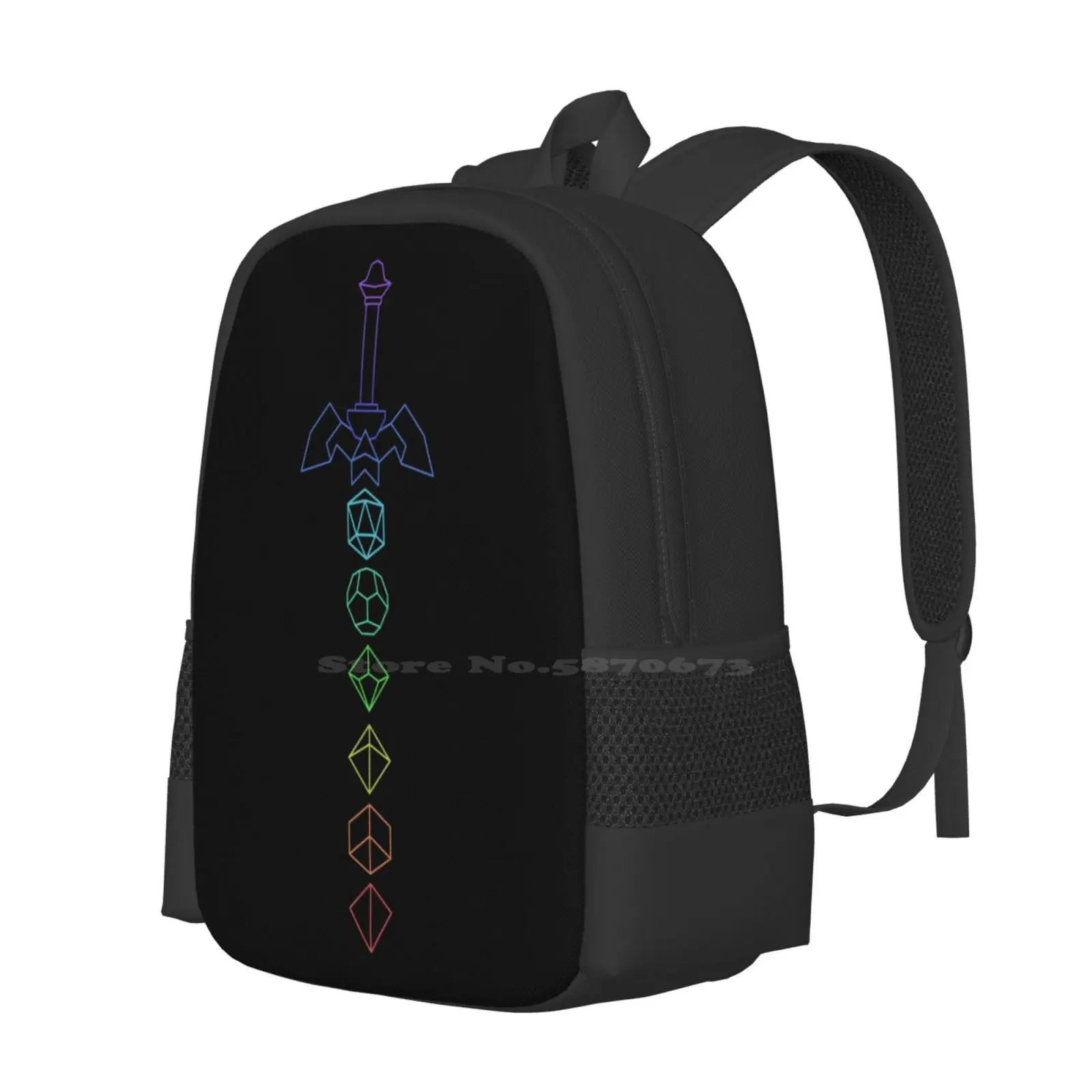 Rainbow Dice Sword Hot Sale Schoolbag Backpack Fashion Bags Dnd And Dragons Fighter Pride