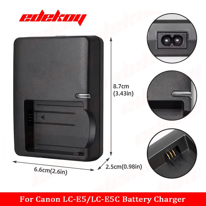 Nabíječka baterií LC-E5/LC-E5C pro fotoaparáty Canon LP-E5, EOS, Kiss, Kiss X2, Kiss X3, Rebel T1i, Rebel XS, Rebel Xsi, 450D, 500D, 1000D - náhled 3