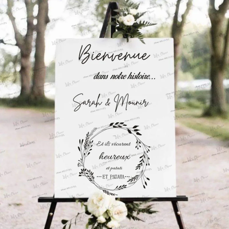 Autocollant de Mariage signes de bienvenue décor «bienvenue dans notre histoire» affiche en vinyle autocollants de miroir de Mariage autocollants de Mariage personnalisés