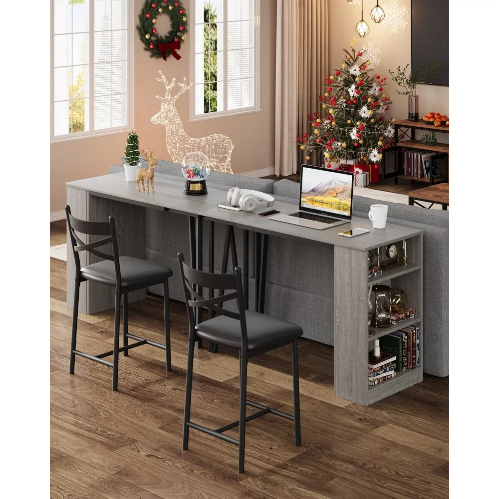 2-Person Bar Table Set with Comfortable Wide Cushions, Flip-Top Extension for Versatility