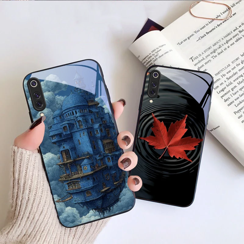 Autumn red maple leaves For Xiaomi Mi 9 SE 12 12T 13 13T 14 Pro 11 A3 6X Pocophone F1 10T Lite 5G Mix Black glass phone case product photo