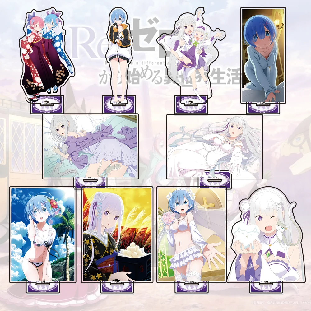 Re:Zero Starting Life in Another World Acrylic Standee –Subaru Natsuki, Emilia, Rem Character Figure, Anime Display Collectible