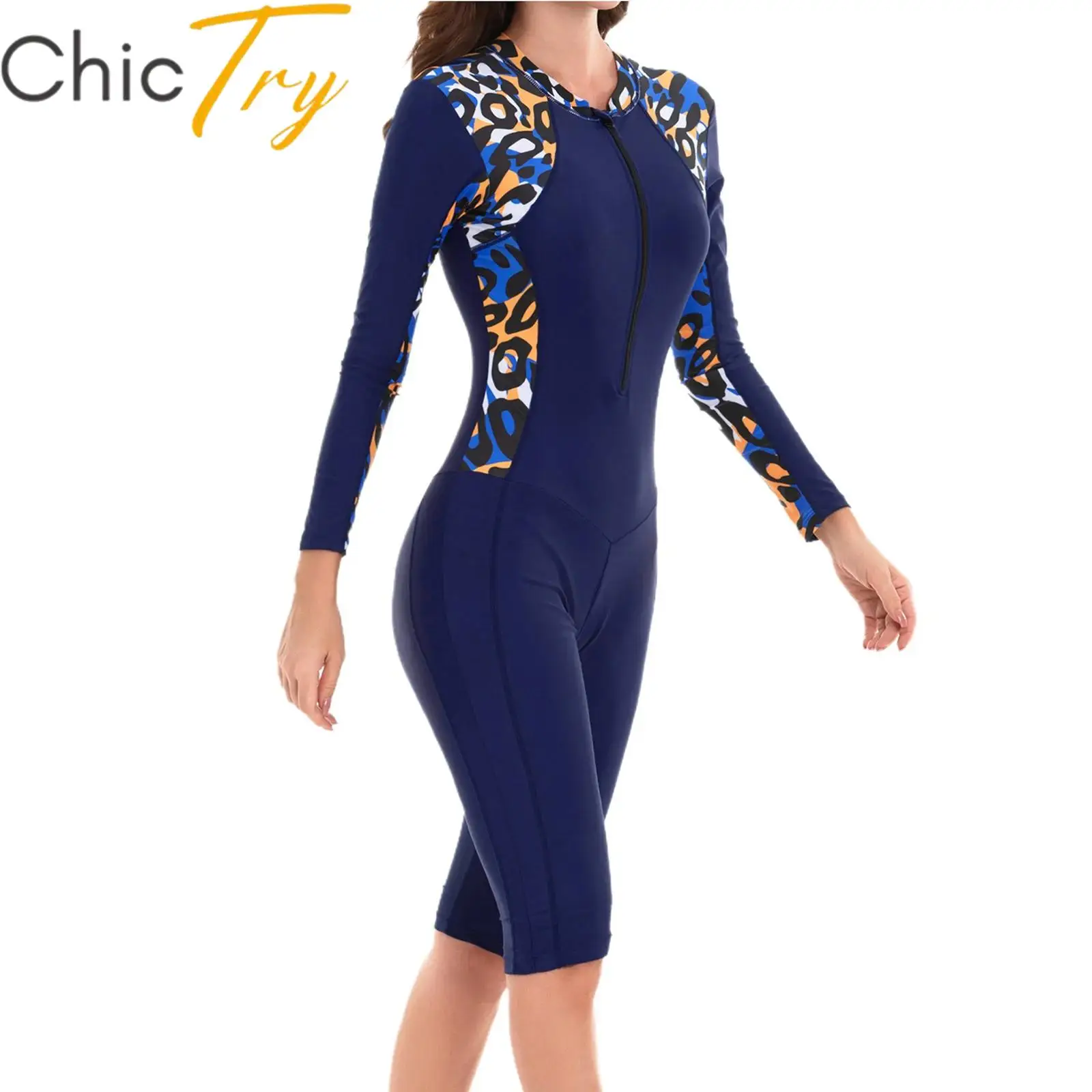 

Womens Swim Jumpsuit Rashguard Swimwear Long Sleeve Swimsuit Sun Protection Surfing Bathing Suit Summer Holiday Beach Wetsuit