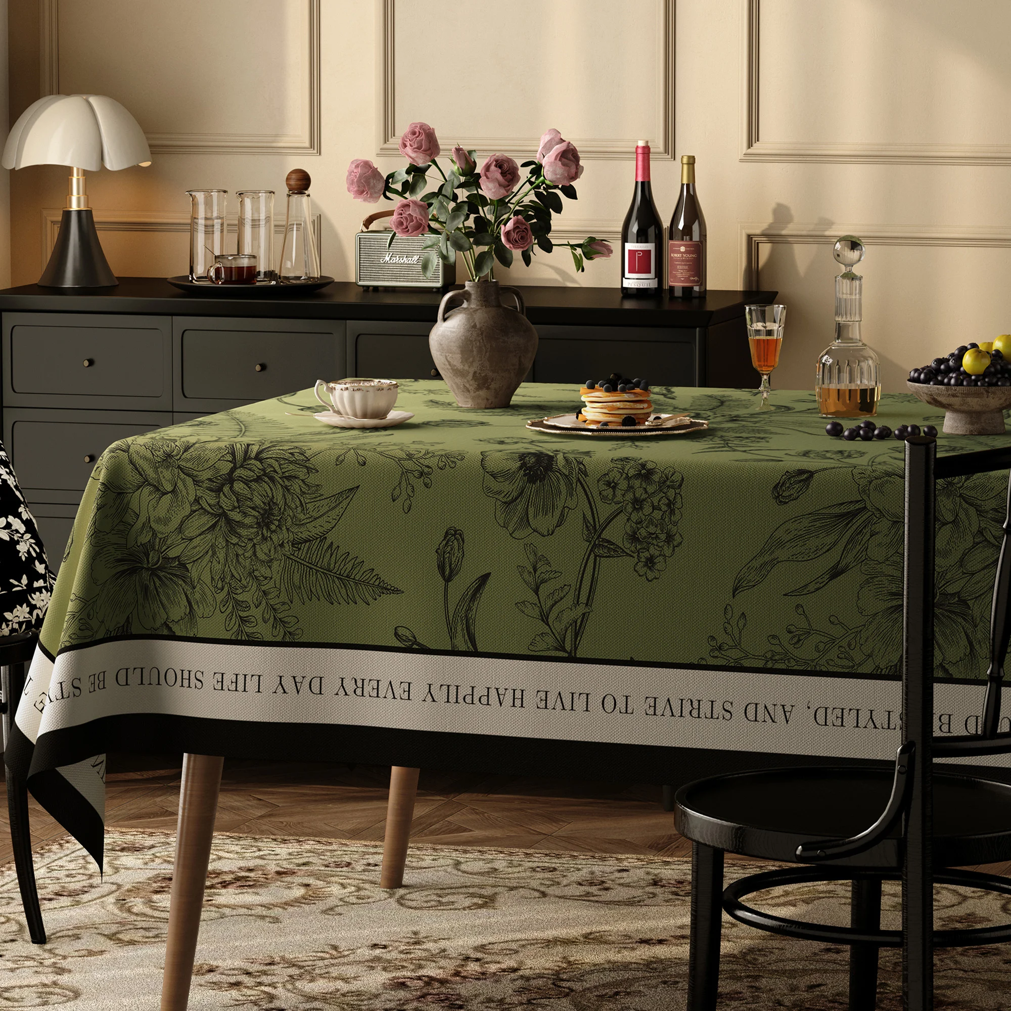 Luxury American Style PVC Table Cloth non-slip Waterproof Oil Proof Anti-Scalding Customizable Home Table Decoration Accessory