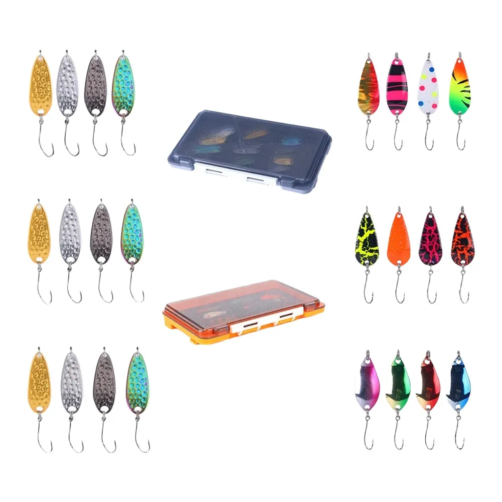 Fishing Spoon Lures for Trout 24pcs Spoon Bait Set 2.5g-5g Multi Size Spoon Lures PP Material for Stream Fishing