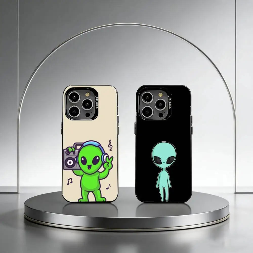 

Radio Alien Phone Case For iPhone 17,16,15,14,13,12,11 Plus,Pro Max,XS,Colored Silver Plated Inside Cover
