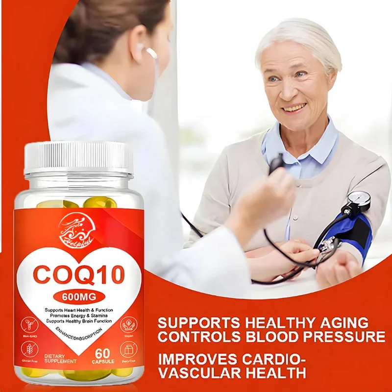 Coenzyme Q10 600mg high absorption, 60 vegetarian capsules, non GMO heart dietary supplement