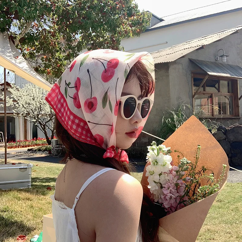 القطن الكتان الشمس التظليل حماية الحجاب أوشحة مربعة الأوشحة الحريرية الفرنسية المرأة القمصان والأوشحة إكسسوارات الشعر هدايا