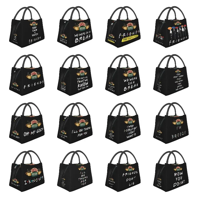 Keep Calm And Watch Friends Insulated Lunch Bags for Women Funny Quote TV Show Thermal Cooler Food Lunch Box Work Travel