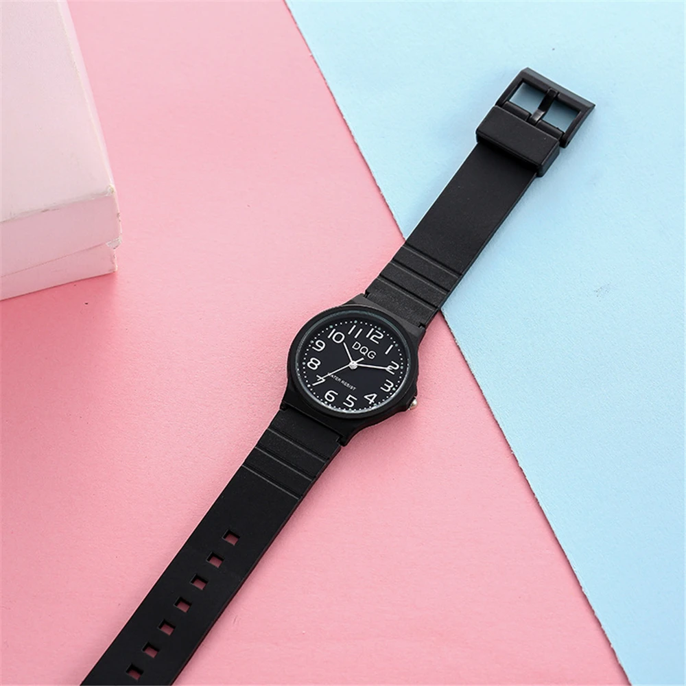 여성용 컴팩트 쿼츠 시계, 실리콘 스트랩, 캐주얼 스포츠 스타일 시계