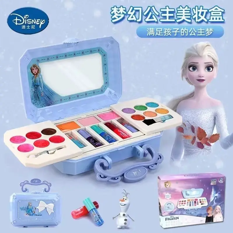 Ensemble de jouets de beauté Disney pour filles, reine des neiges 2, princesse Elsa, Anna, ensemble de cosmétiques avec boîte, maison de jeu pour enfants, cadeau de mode, nouveau