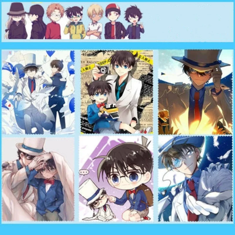 

Салфетка для очков Detective Conan аниме Kaitou Kiddo, ткань для защиты линз от тумана, аксессуары для очков, чистящие салфетки