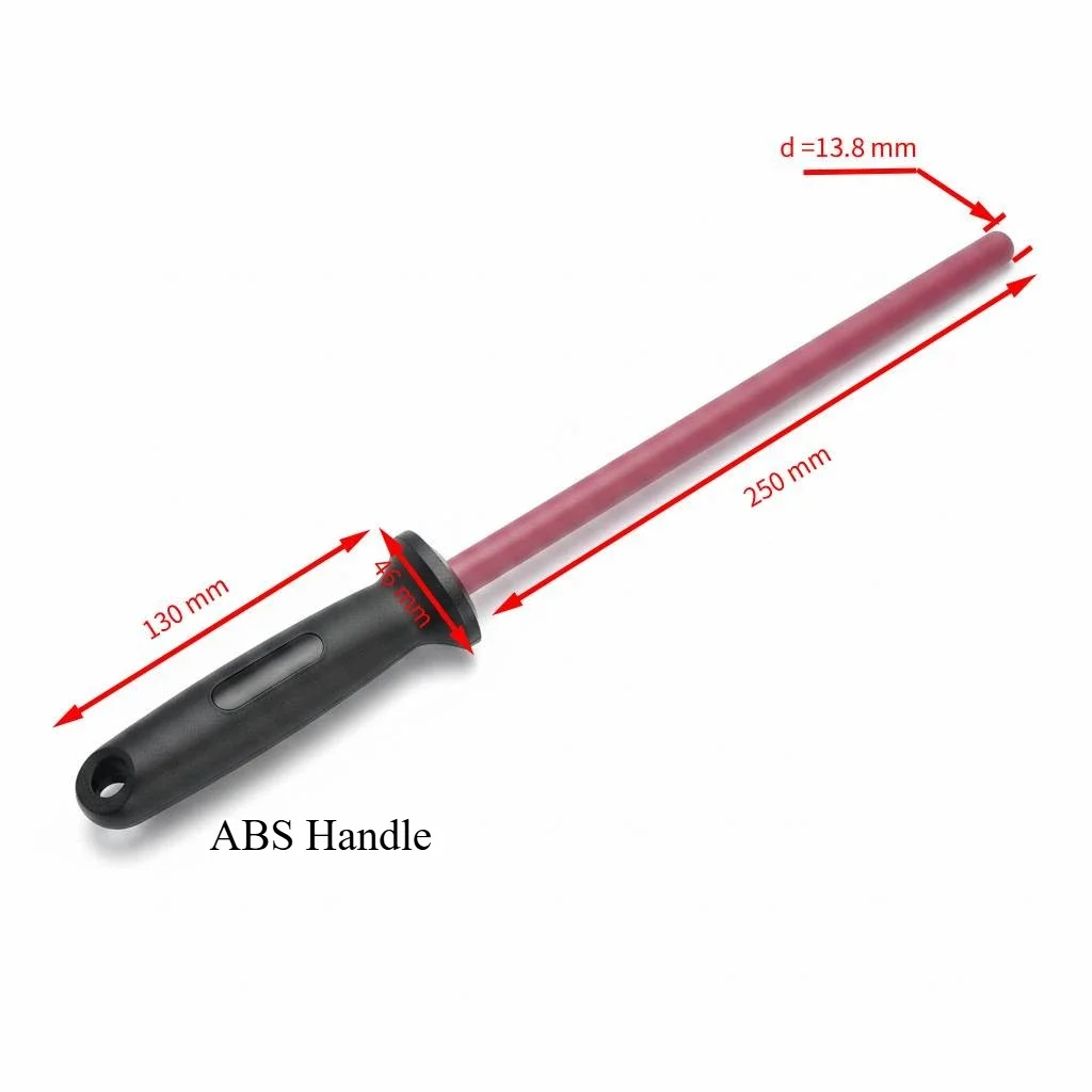Professional 10 Inch Ruby Ceramic Sharpening Rod, 3000 Grit Honing Rod for Kitchen Knives, with Ergonomic Handle & Hanging Hole