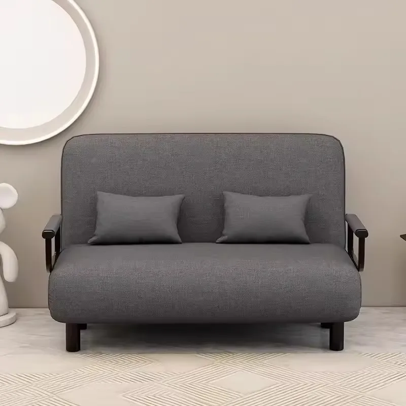 Single sofa bed foldable telescopic fabric upholstery metal frame stretchable octagonal cushion home