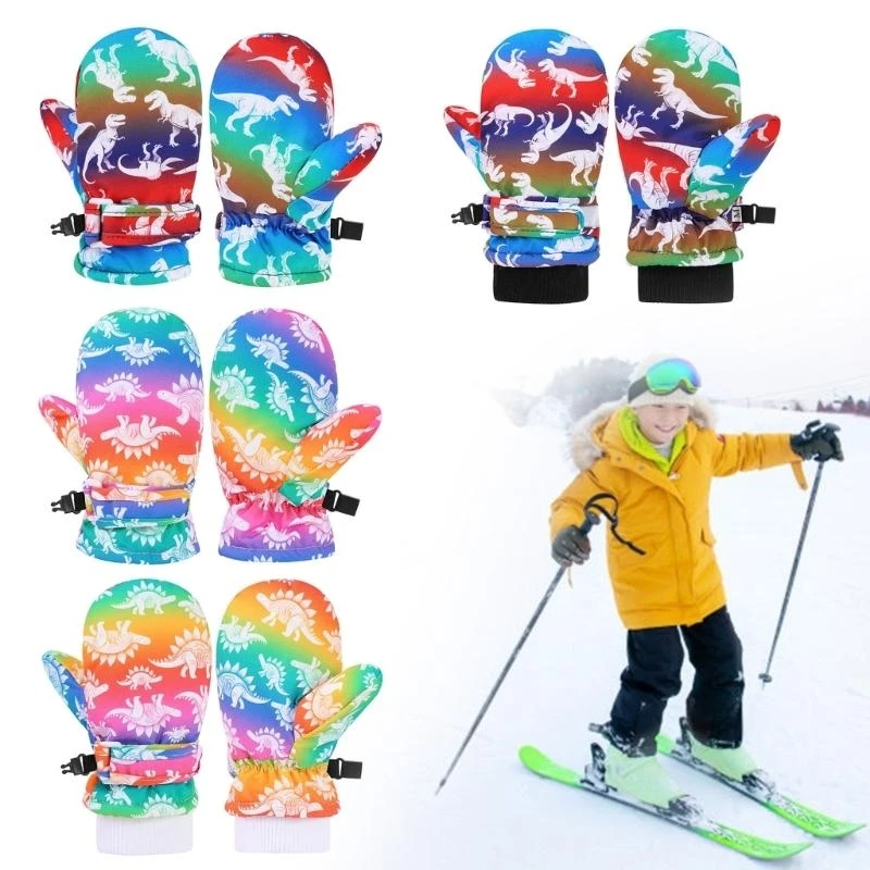 

M76C Versatile Children Gloves Warm Insulation Fingerless Skiing Gloves Adjustable Wrist Gloves for Skiing & Everyday Use