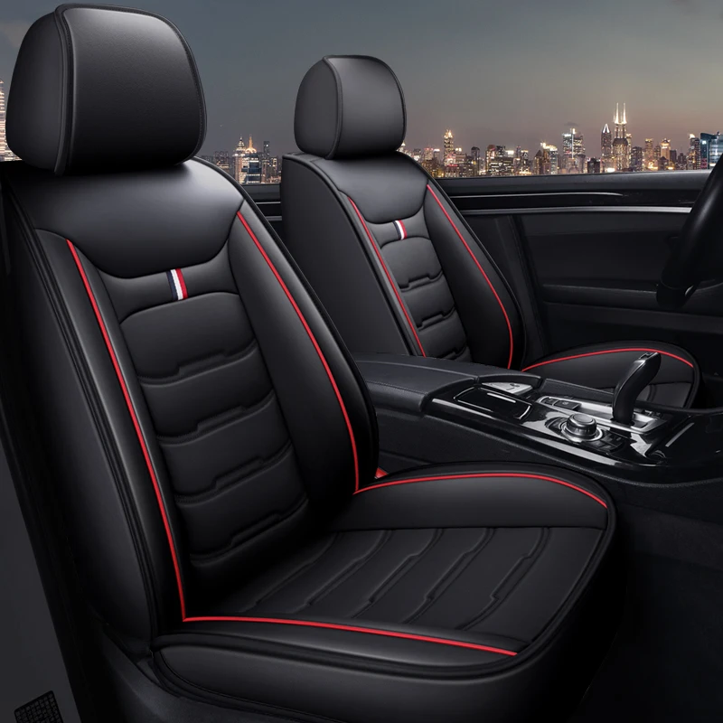 Car Seat Cover, Full Package PU Leather, Four Seasons Universal, Wear-Resistant, 2-Piece Front Set