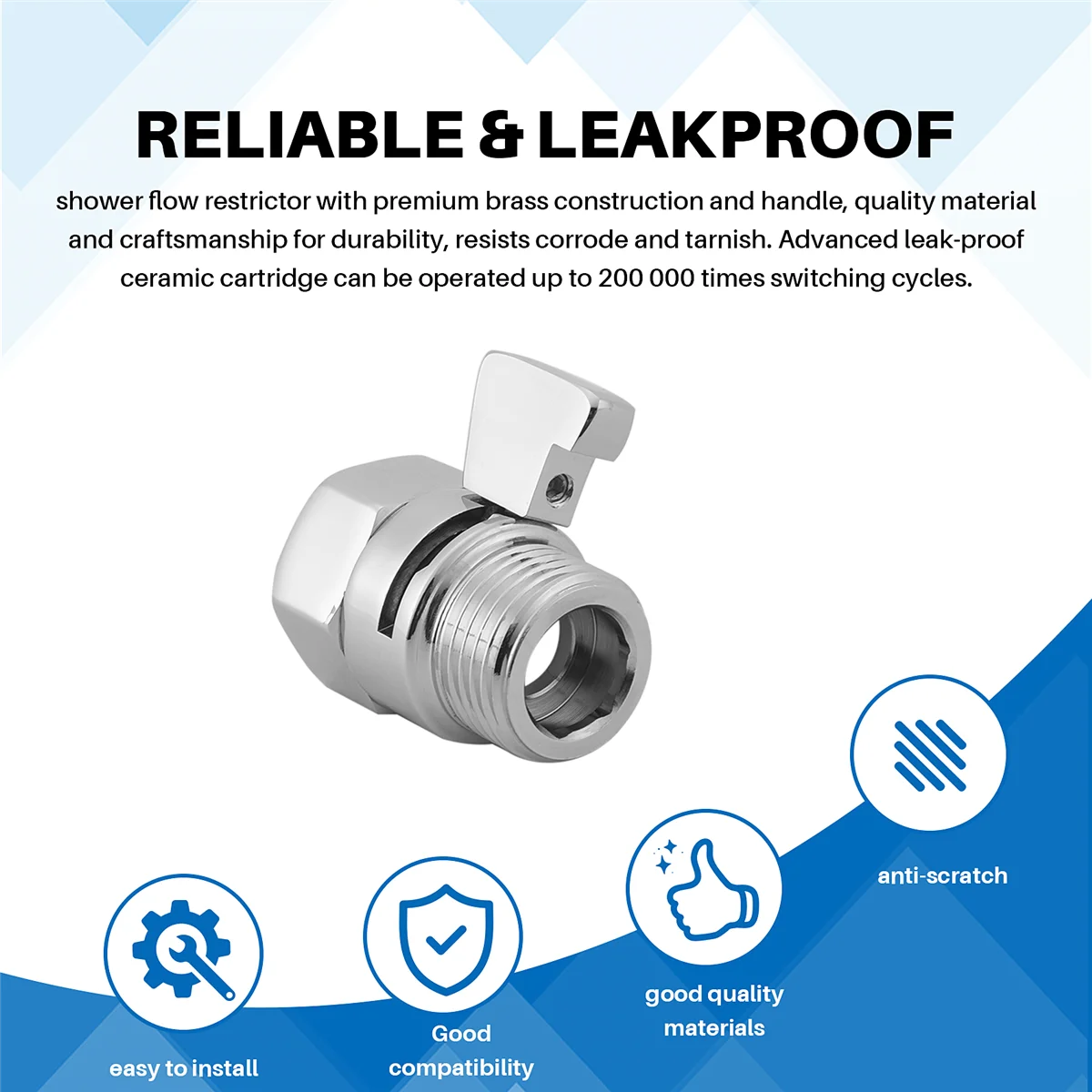 Water Flow Control Shut Off Valve, Brass Adjustable Water Pressure Regulator for Hand Held Shower Head & Bidet Sprayer image 5