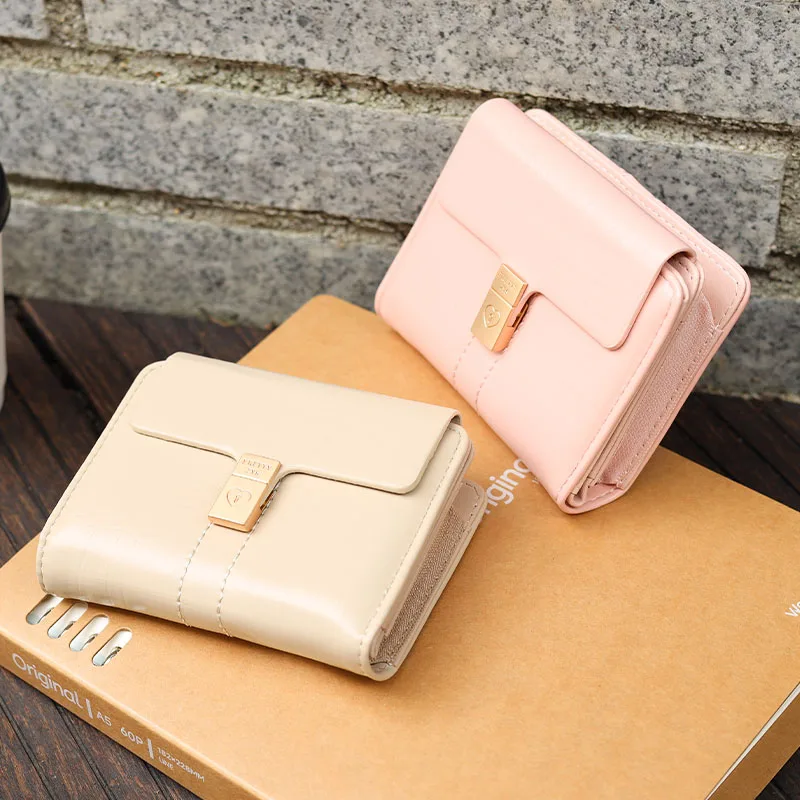 Women Short Solid Color Wallet Female Fashion Hasp Coin Purses Ladies Three Fold Mini Clutch Bag Money Clip