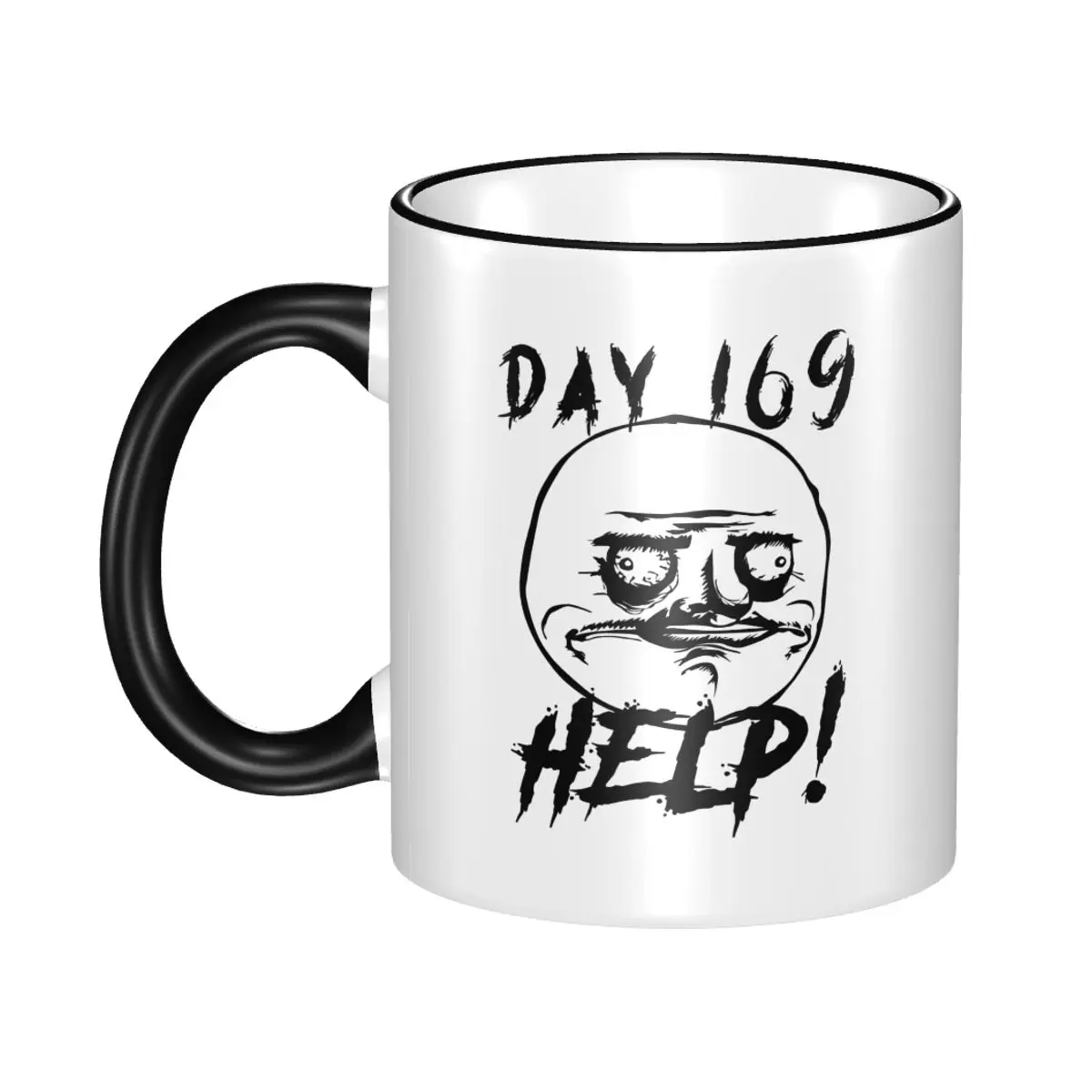 

RAGE COMIC Day 169 Help Funny Troll Lockdown Meme Merch Coffee Mugs Novelty Cup Gift