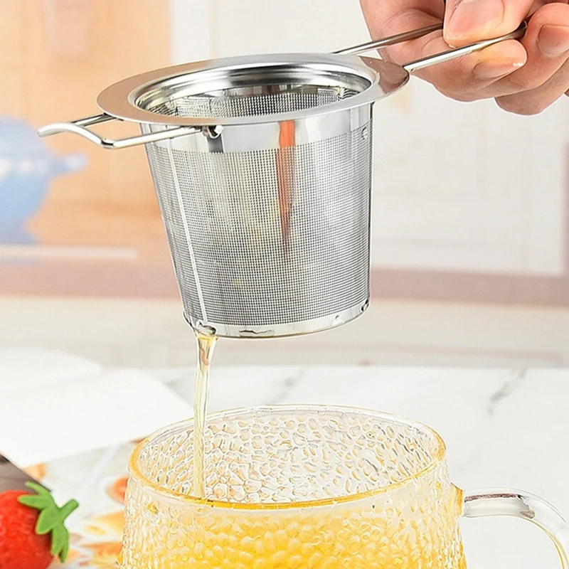 1Pc 304 Stainless Steel Tea Strainer Reusable Drain Infuser Leaf Spice Herbal Filter Home Kitchen Accessories Teaware Tools