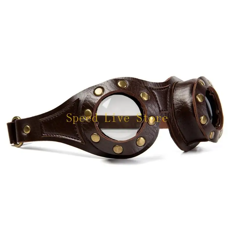 547C Funny Steam Punks Glasses LeathersSteampunk Accessories Man Halloween Cosplay Goggles Adult Party Gentleman Prop Glasses